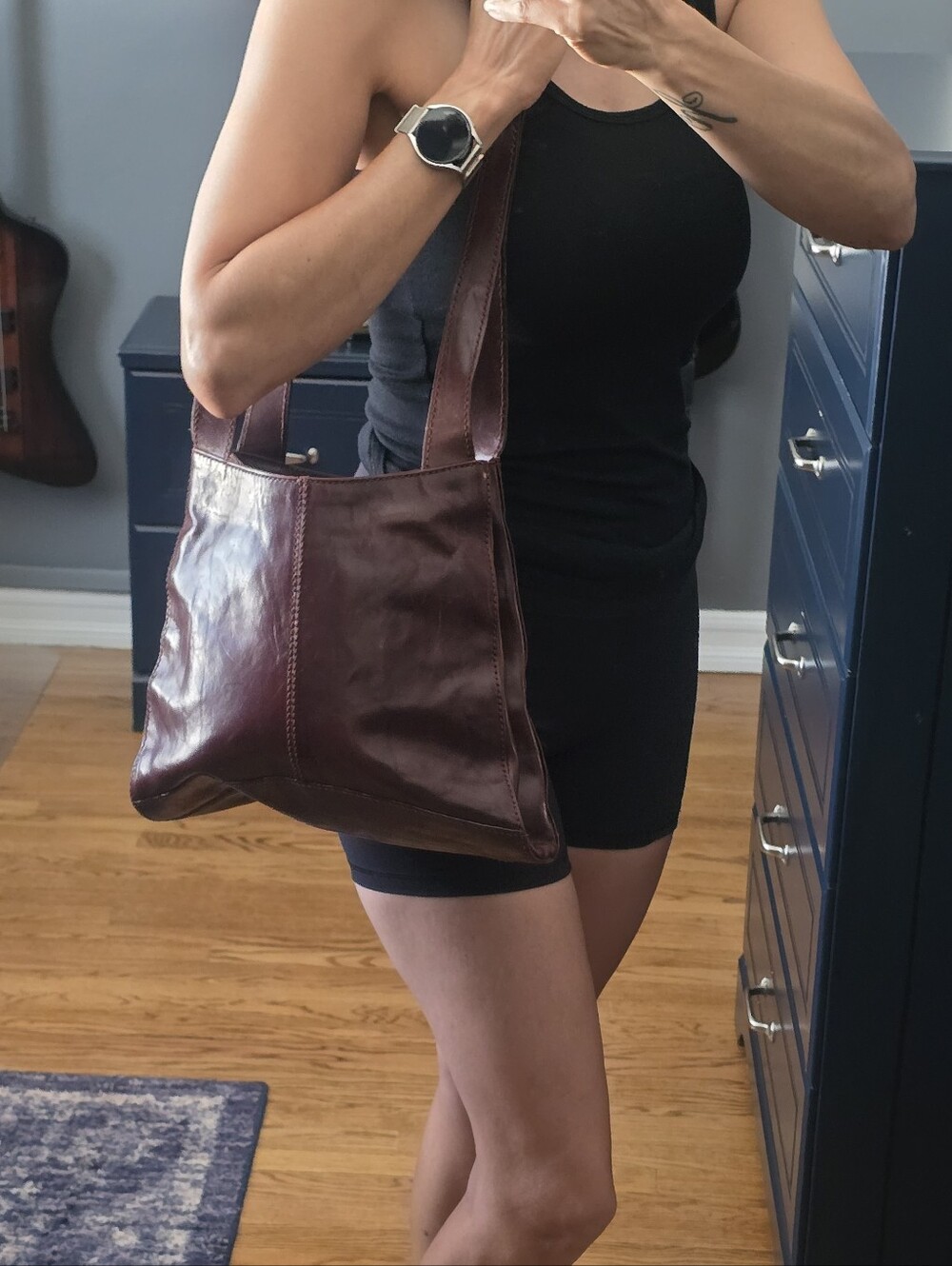Vintage Gianni Conti Oxblood Italian Leather Shoulder Bag Dual Compartments